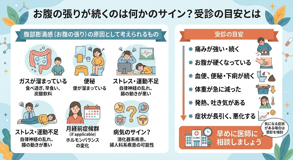 お腹の張りが続くのは何かのサイン?受診の目安とは