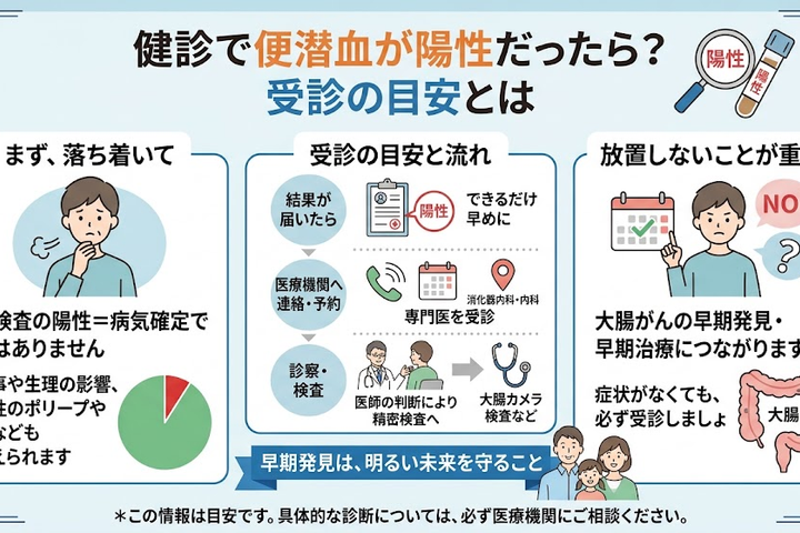健診で便潜血が陽性だったら?受診の目安とは