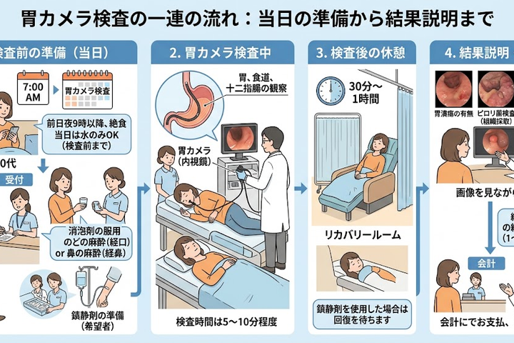 胃カメラ検査はどんな流れで受けるの?当日の準備から結果まで