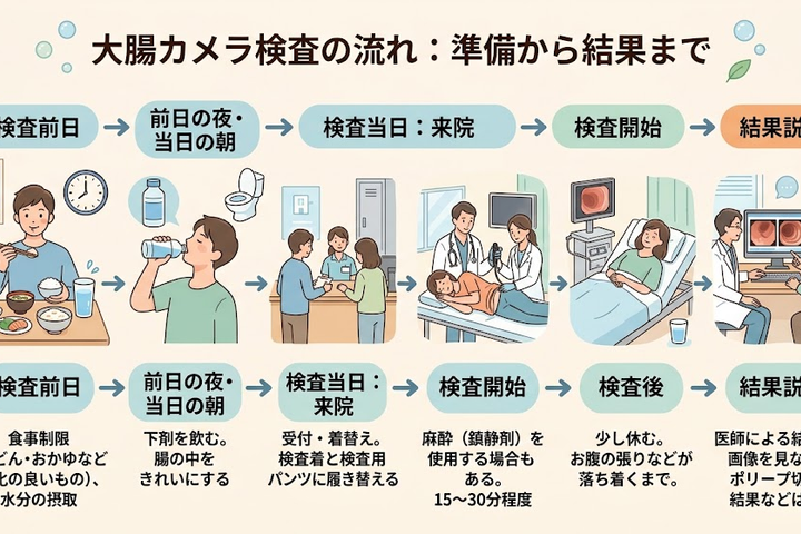 大腸カメラ検査はどう進む?準備から結果までの流れとは