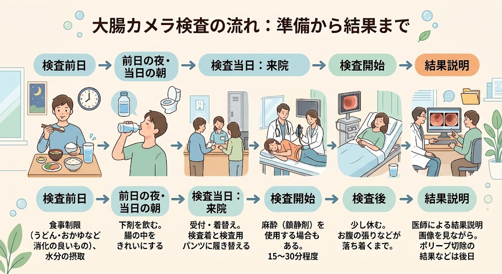 大腸カメラ検査はどう進む?準備から結果までの流れとは