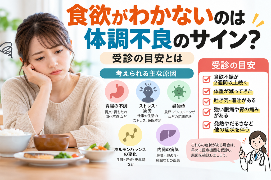 食欲がわかないのは体調不良のサイン?受診の目安とは