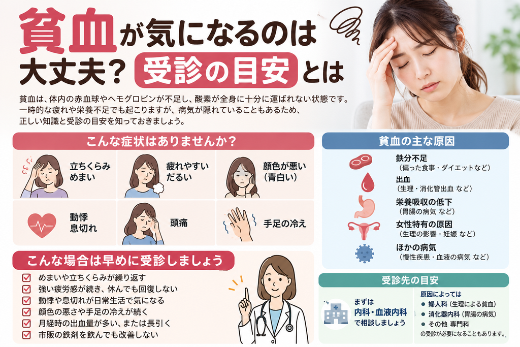 貧血が気になるのは大丈夫?受診の目安とは