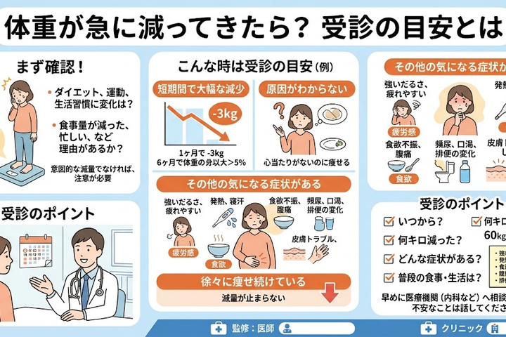 体重が急に減ってきたら?受診の目安とは