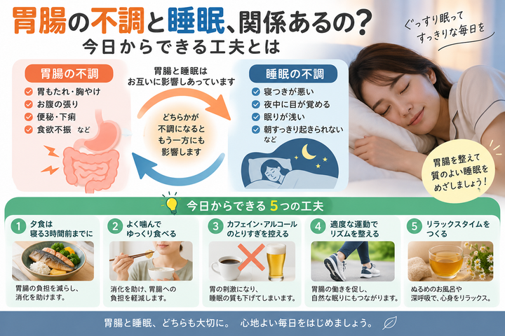 胃腸の不調と睡眠、関係あるの?今日からできる工夫とは