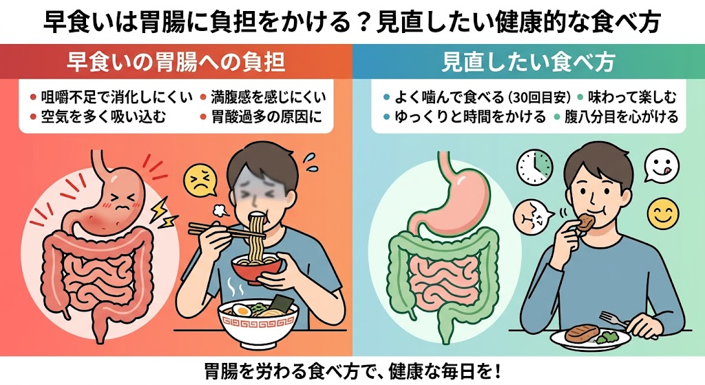 早食いは胃腸に負担をかける?見直したい食べ方とは
