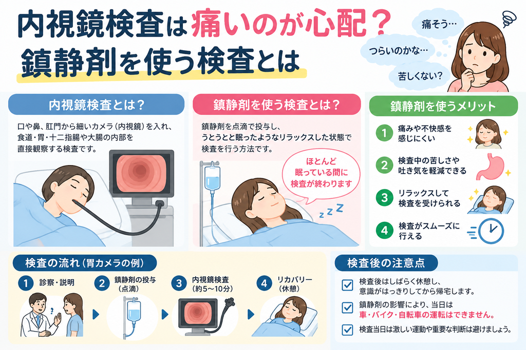内視鏡検査は痛いのが心配?鎮静剤を使う検査とは