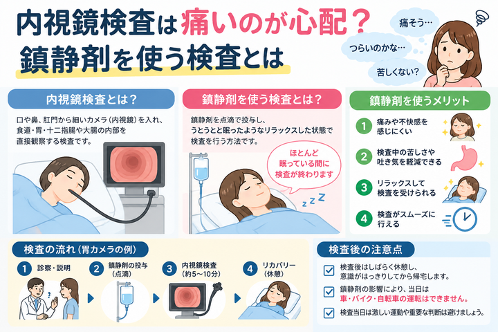 内視鏡検査は痛いのが心配？鎮静剤を使う検査とは