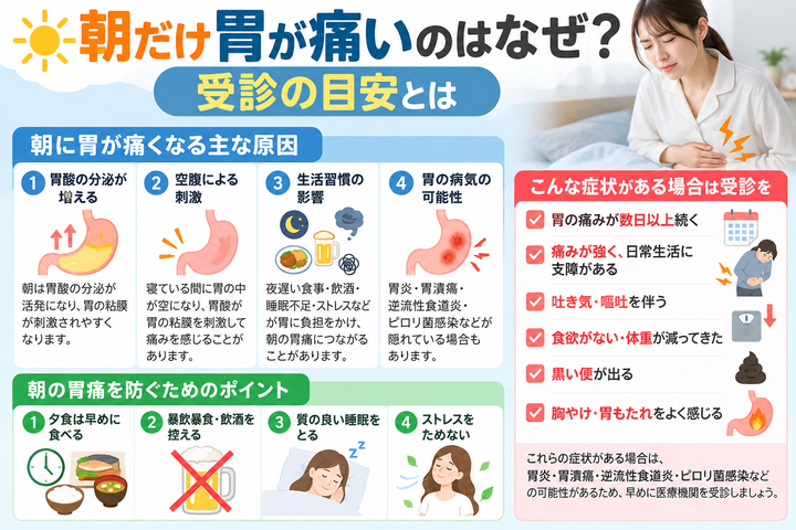 朝だけ胃が痛いのはなぜ？受診の目安とは